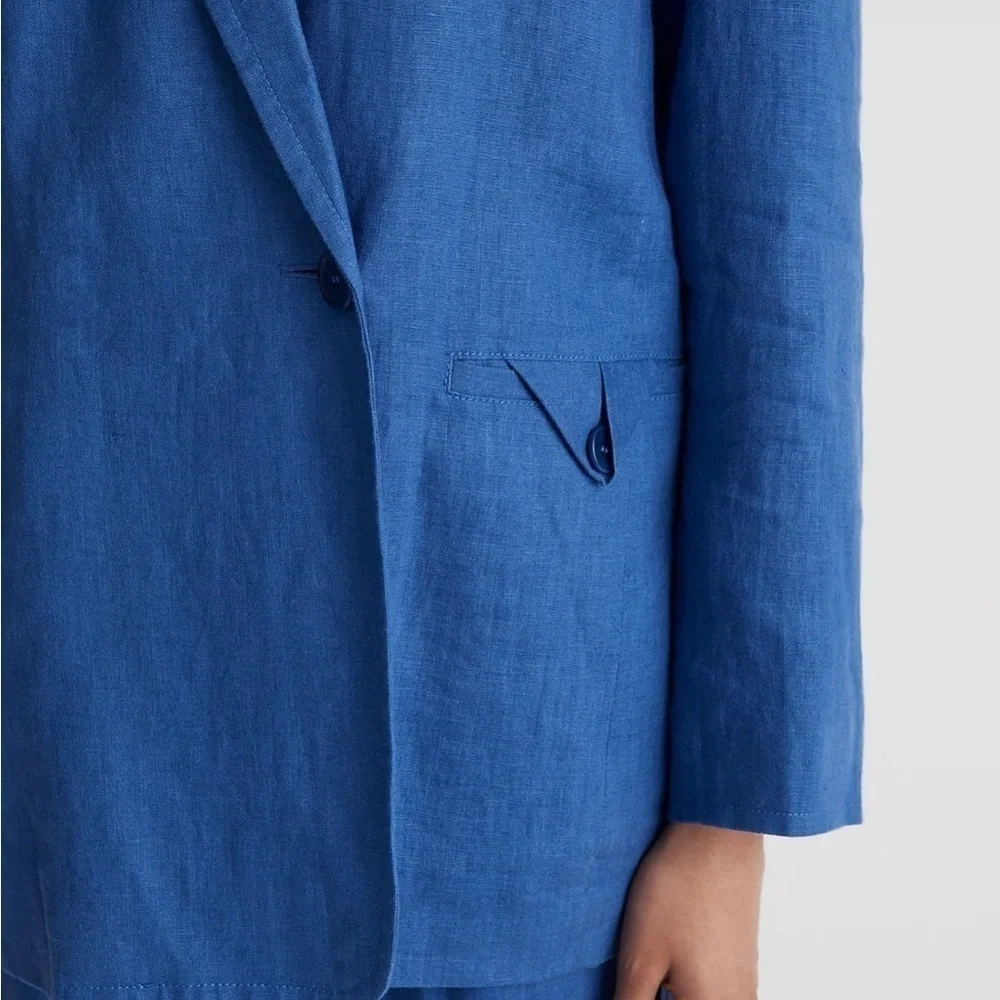 NWT! Madewell Bluestone Double-Breasted Crossover Blazer in 100% Linen - Size XS_5